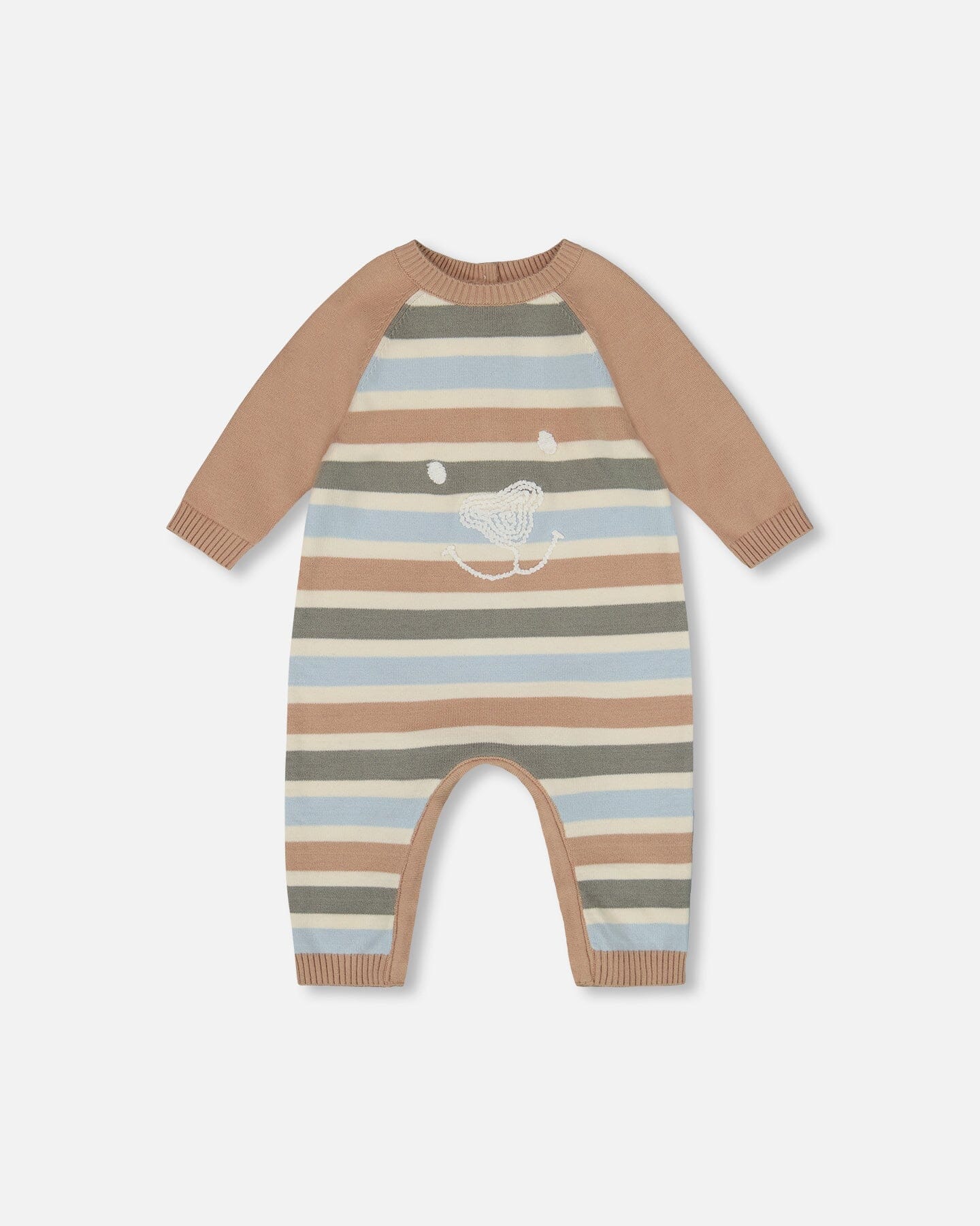 Knitted Romper Blue And Green Stripes