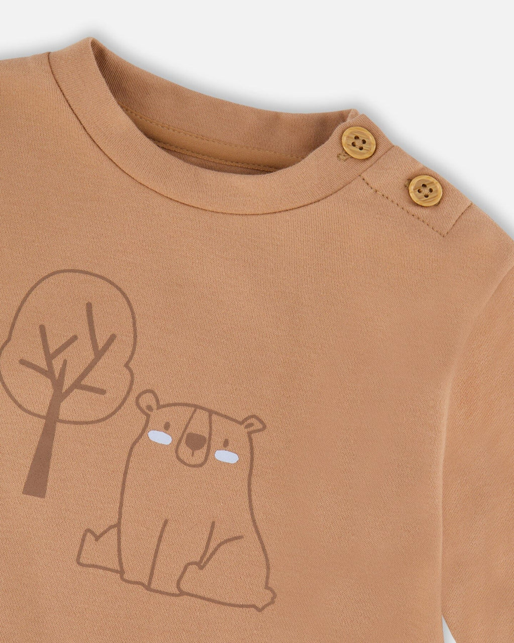 Organic Cotton Pant And Top Set Beige Tree Print