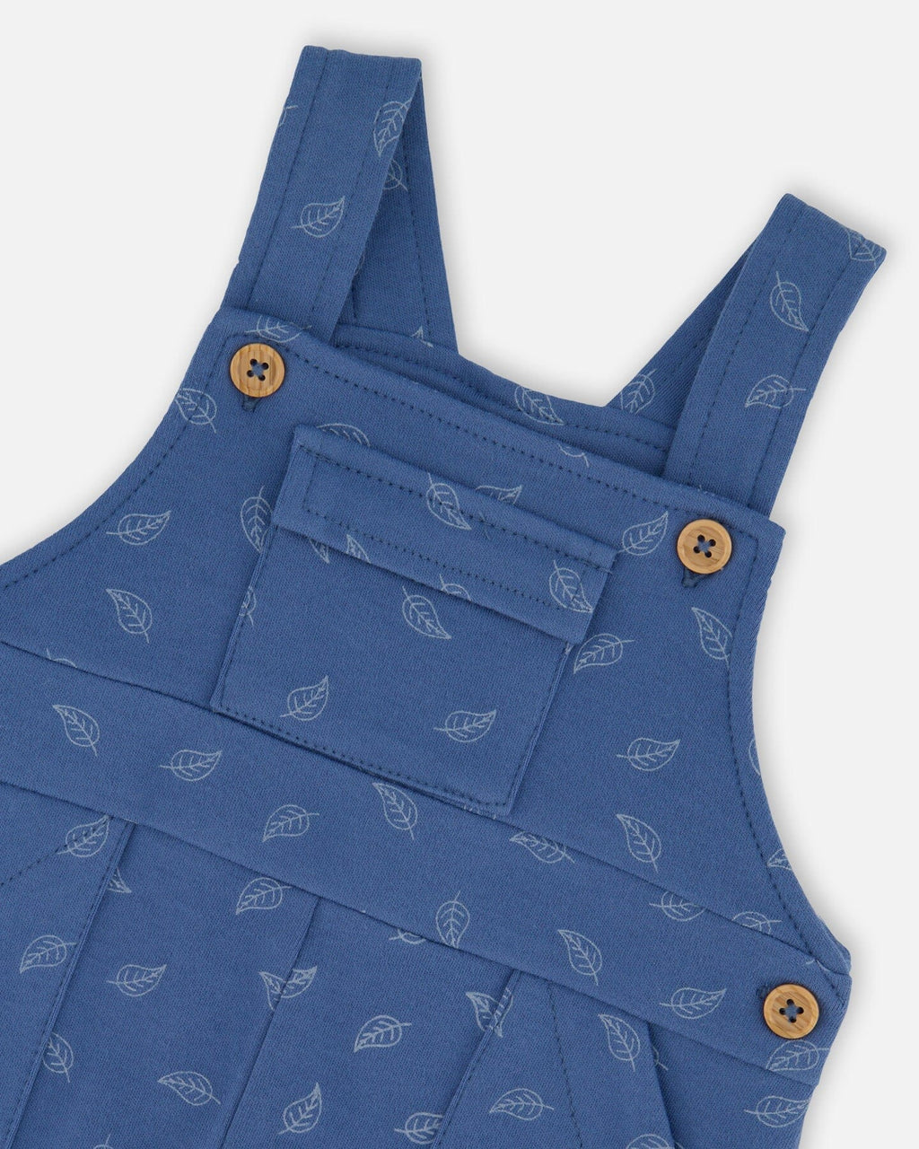 Organic Cotton Onesie And Overalls Set Blue Leaf Print