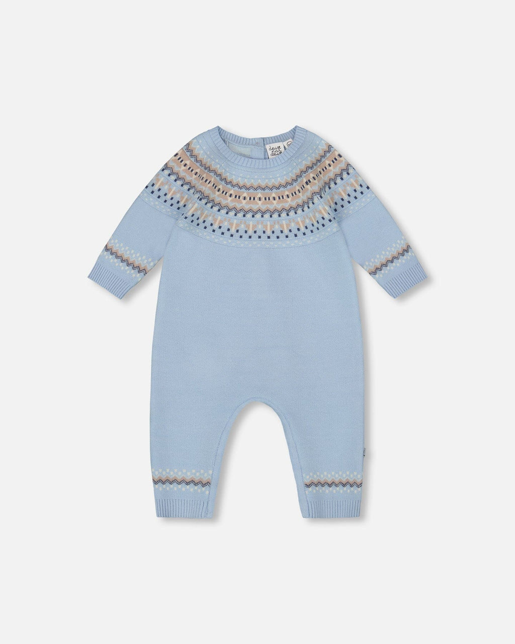 Knitted Jacquard Romper Light Blue