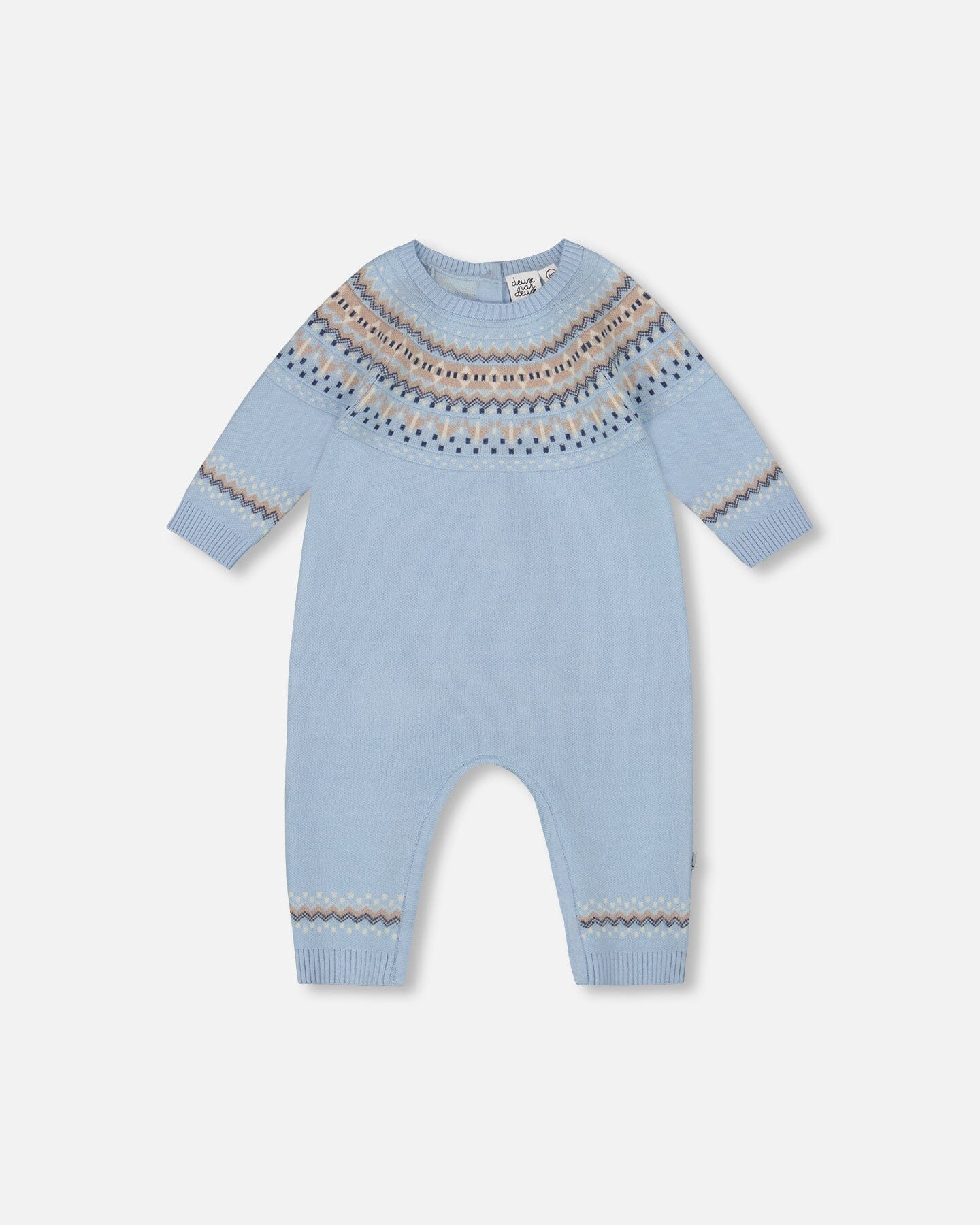 Knitted Jacquard Romper Light Blue