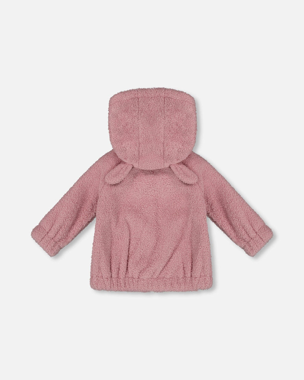 Hooded Full Zip Cat Plush Jacket Dusty Pink