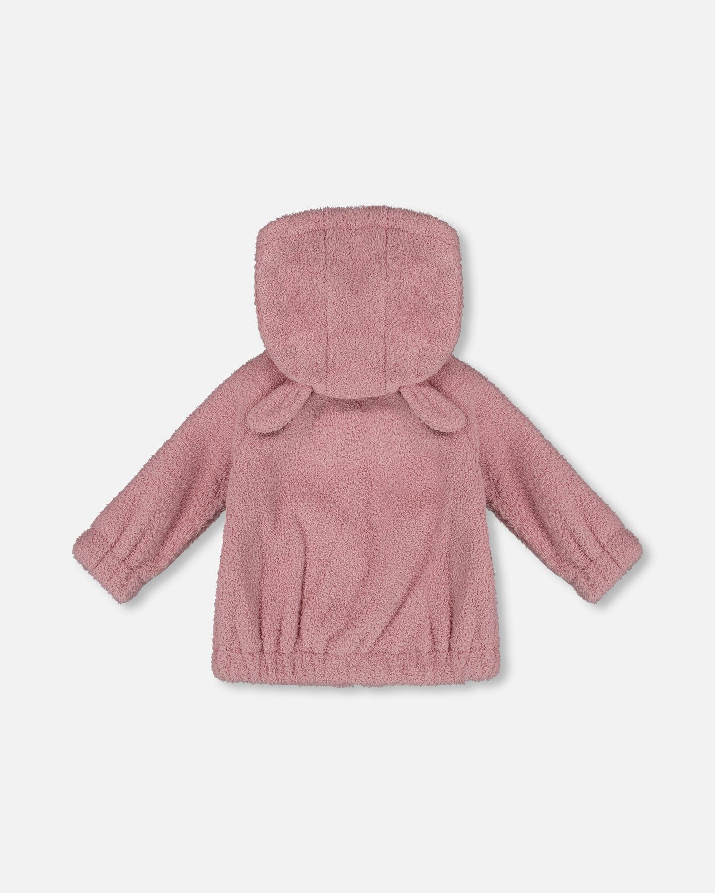 Hooded Full Zip Cat Plush Jacket Dusty Pink
