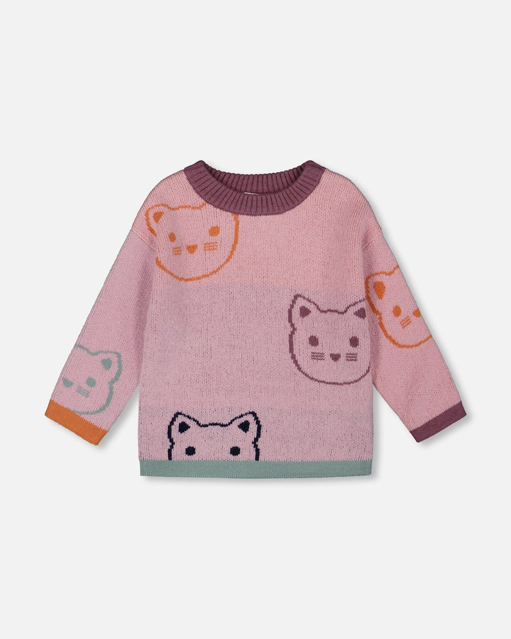 Knit Jacquard Sweater Dusty Pink With Cats