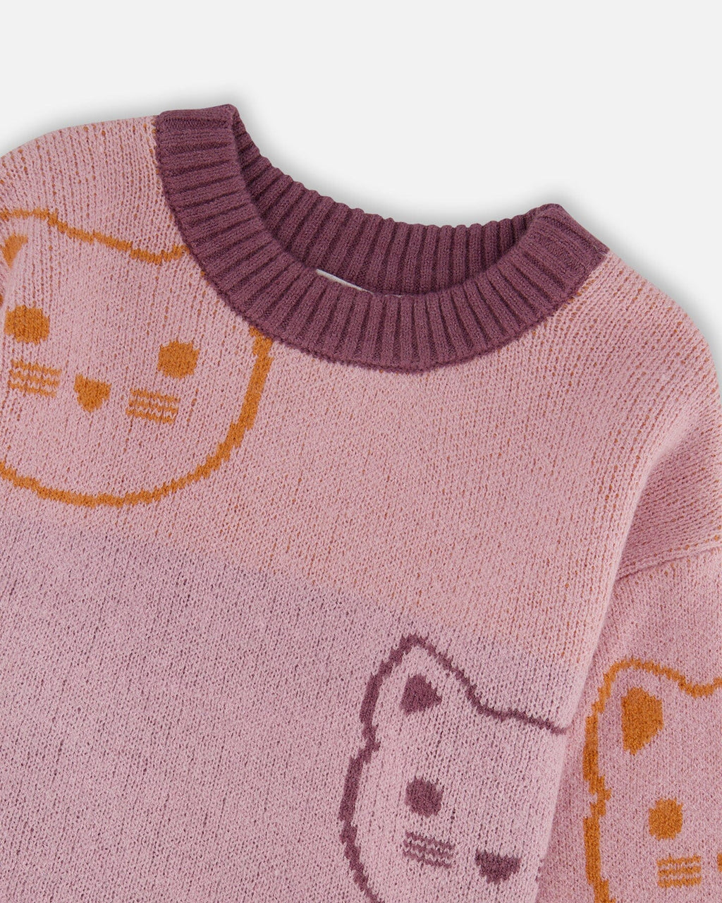 Knit Jacquard Sweater Dusty Pink With Cats