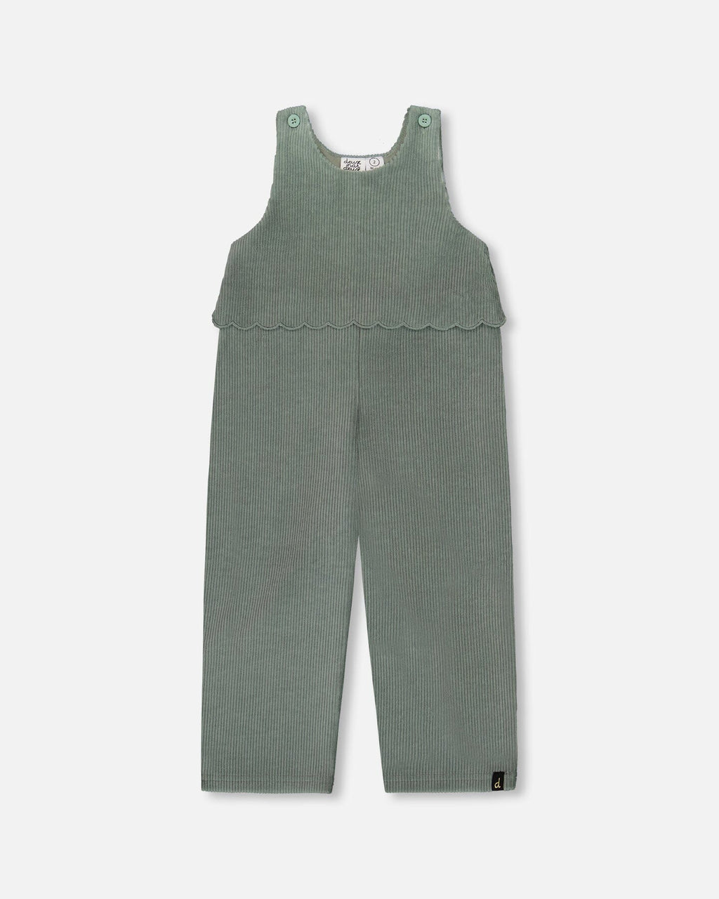 Stretch Velour Faux-Layered Overalls Jade Green