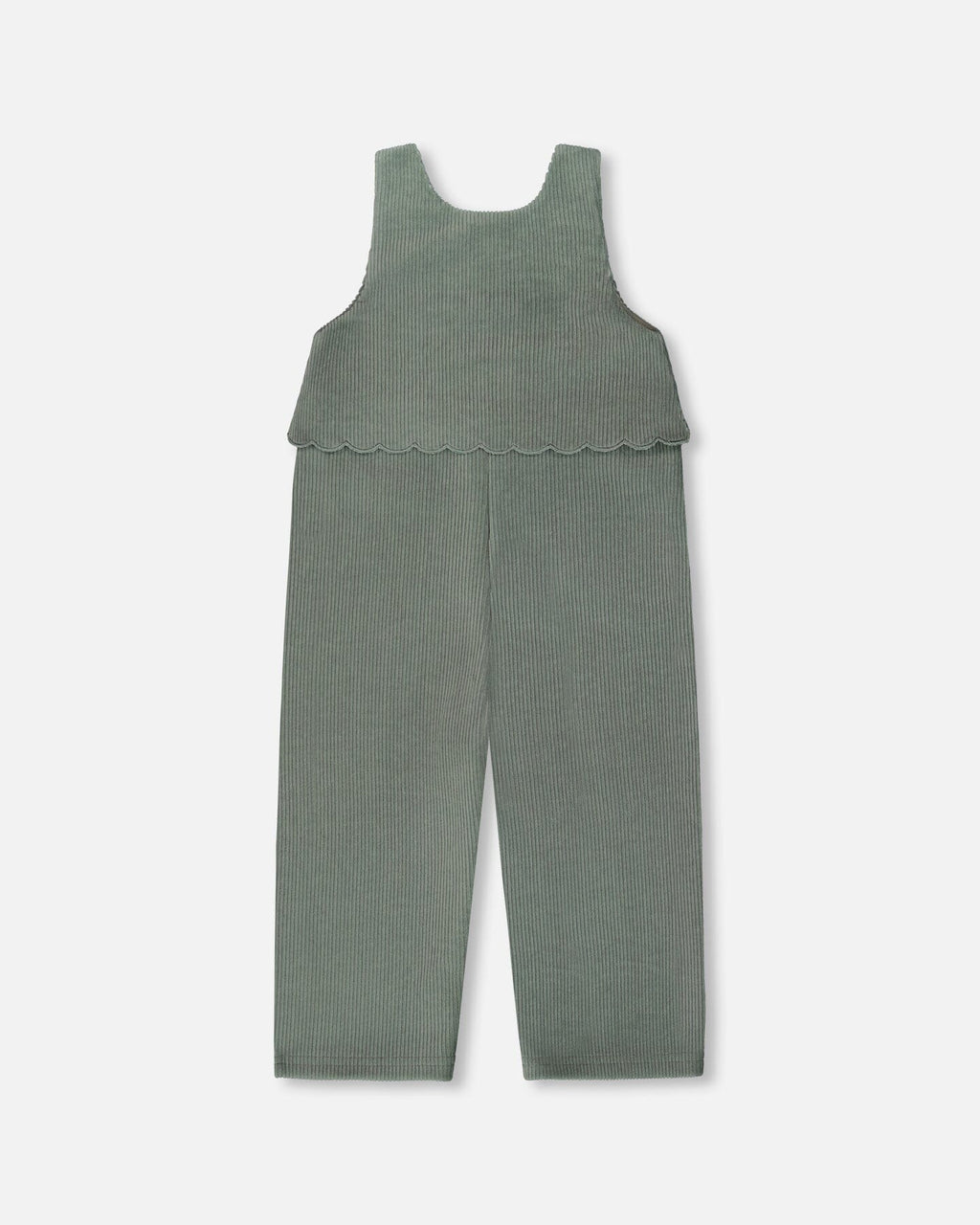 Stretch Velour Faux-Layered Overalls Jade Green
