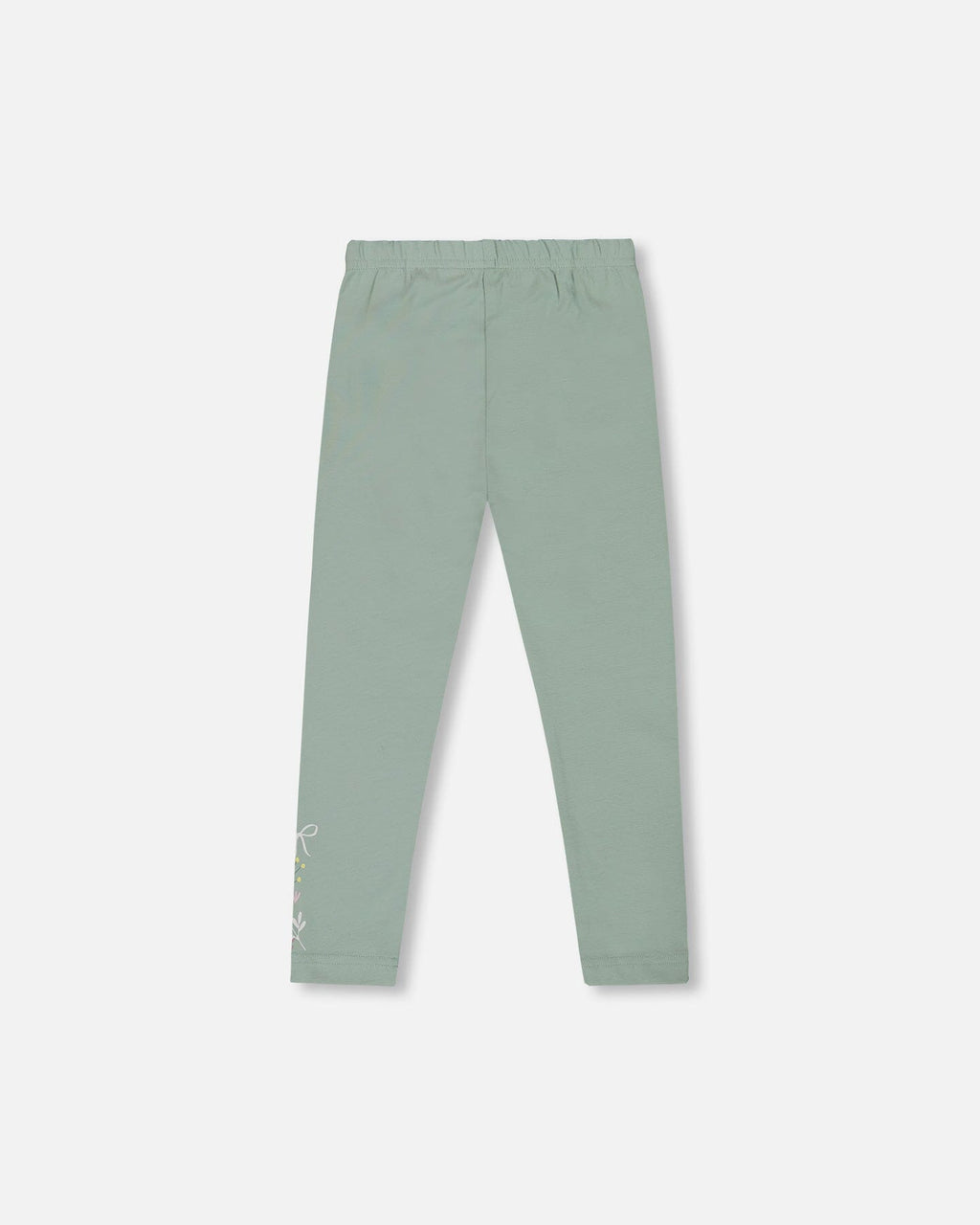 Organic Cotton Jersey Leggings Jade Green With Floral Detail