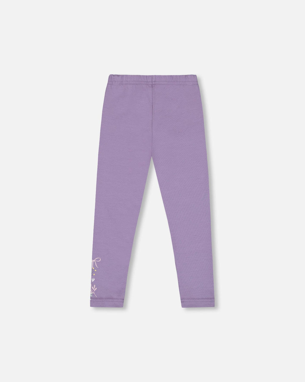 Organic Cotton Jersey Leggings Purple Gray With Floral Detail