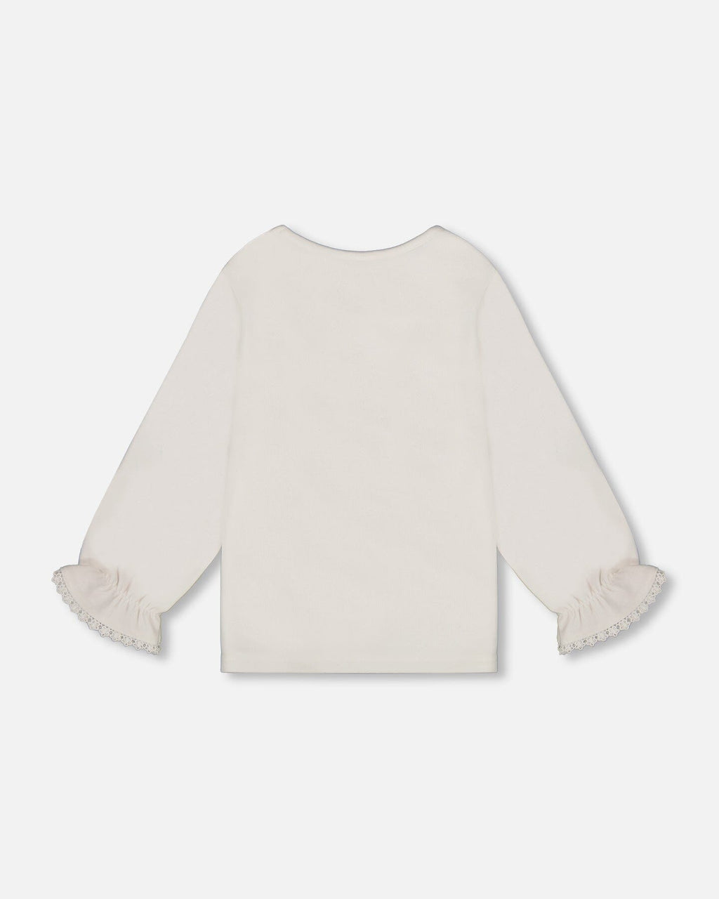 Jersey Top Off-White With Embroidered Floral Sleeves