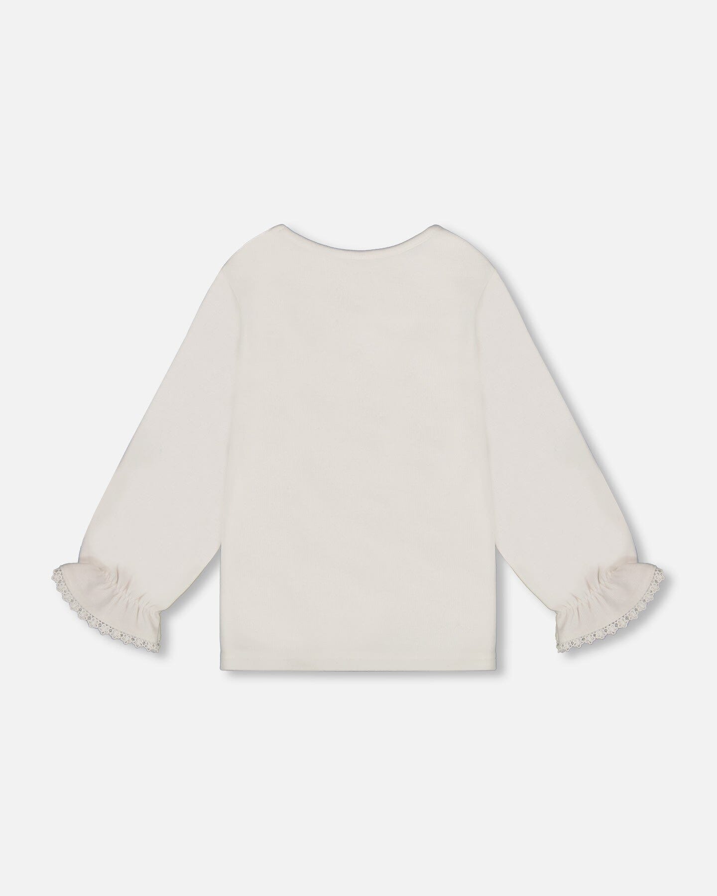 Jersey Top Off-White With Embroidered Floral Sleeves