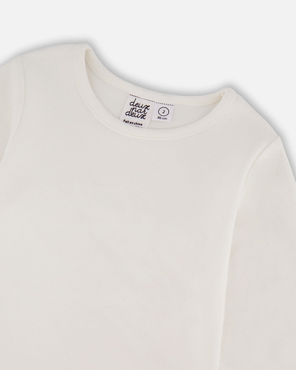 Jersey Top Off-White With Embroidered Floral Sleeves