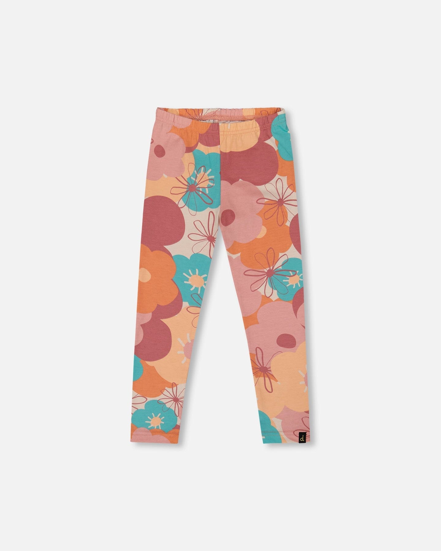 Organic Cotton Jersey Leggings With Coral Flowers