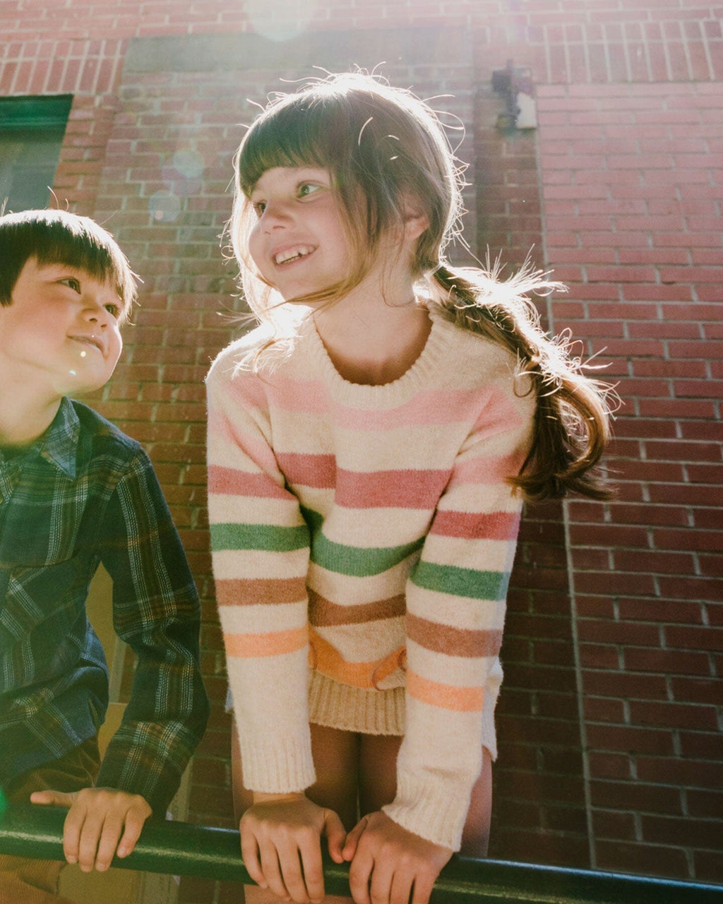 Knitted Tunic Off-White With Stripes