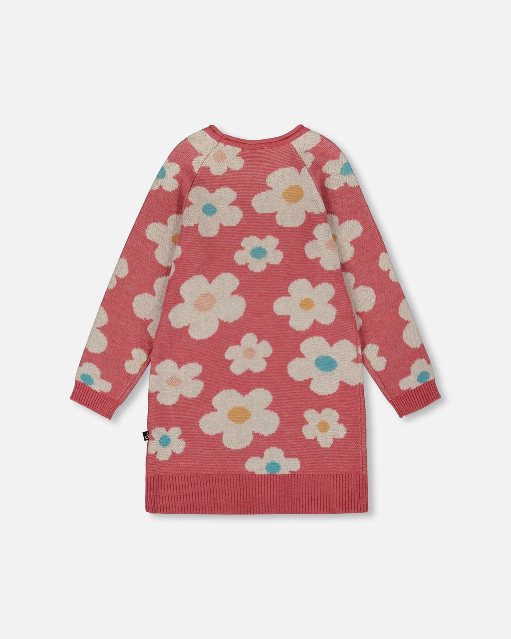 Knitted Dress With Flower Jacquard Old Pink And Beige