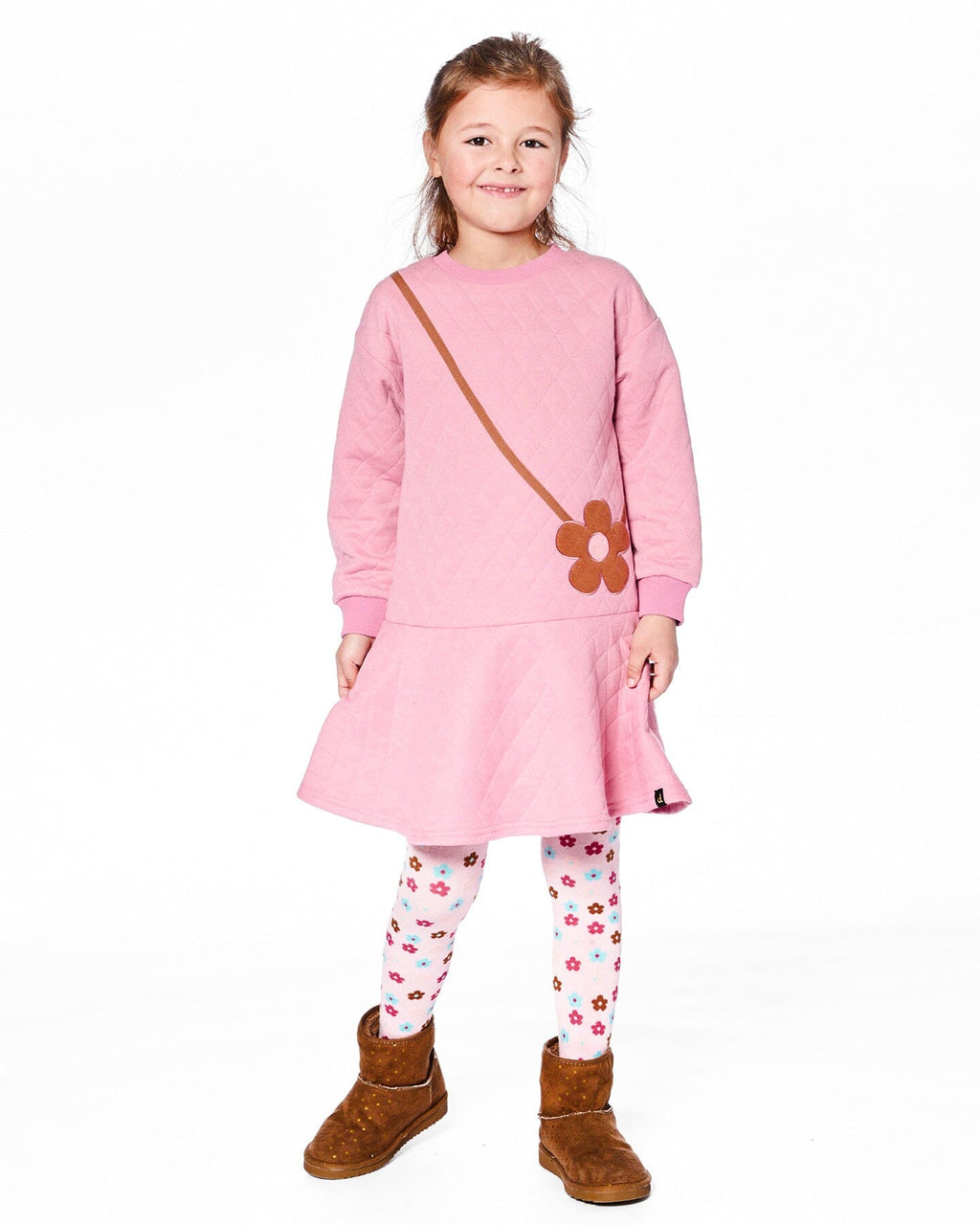 Knit Tights Light Pink With Flowers