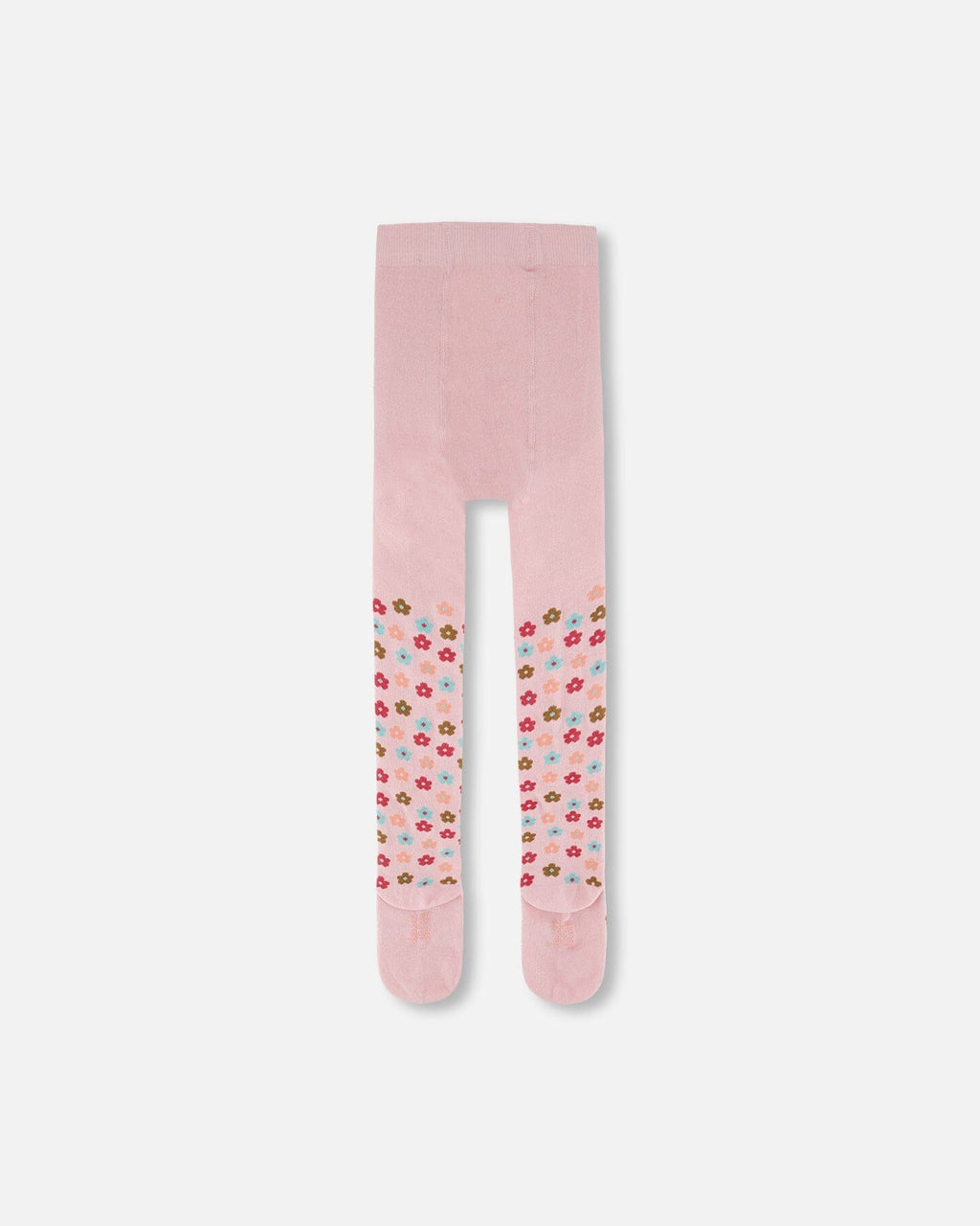Knit Tights Light Pink With Flowers