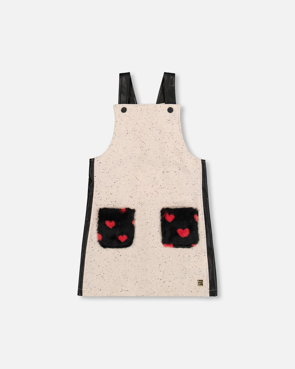 Glittering French Terry Overall Dress Beige And Black