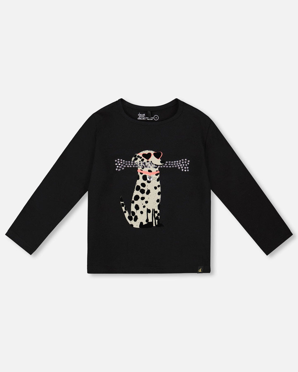 Organic Cotton T-Shirt Black With Dalmatian