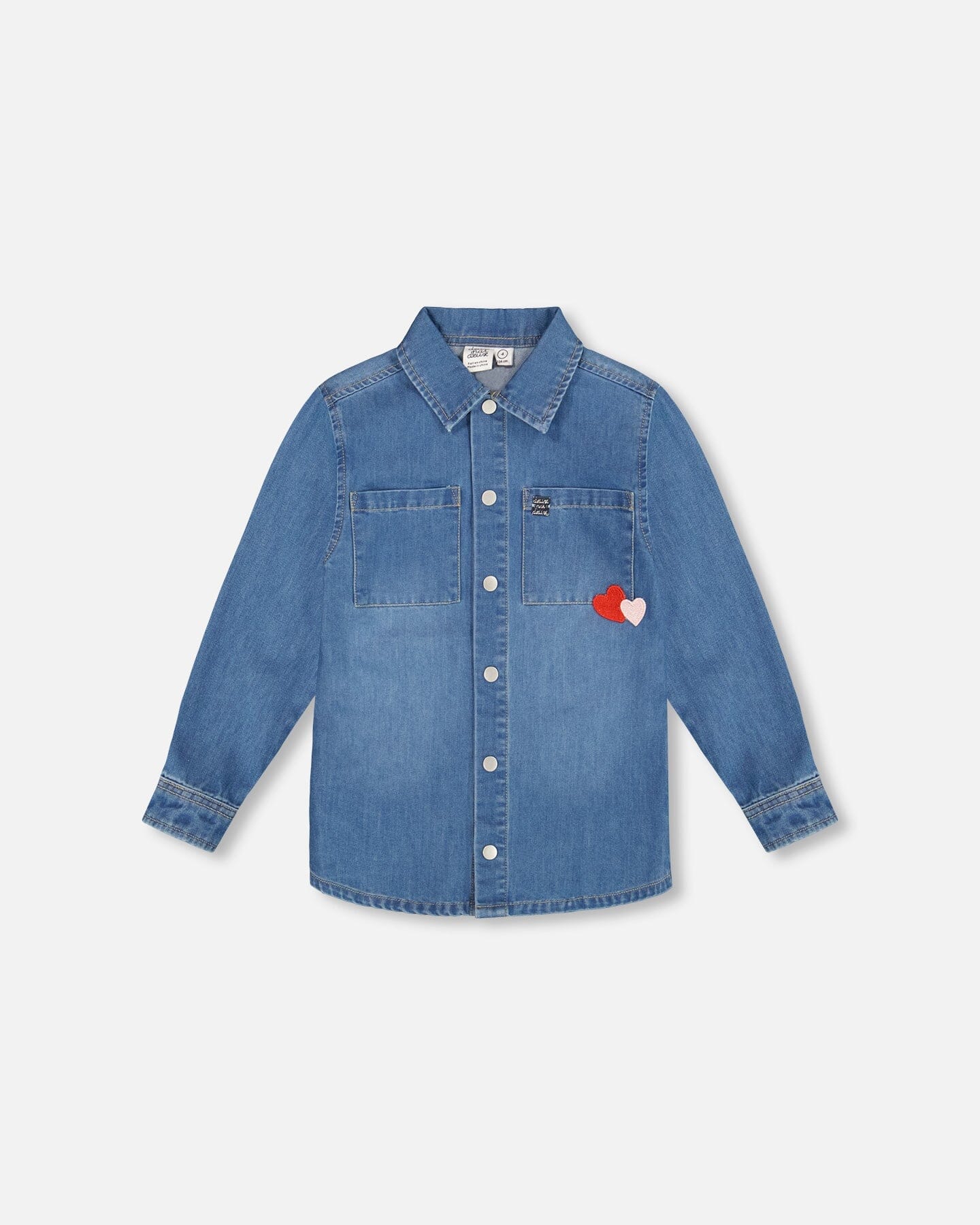 Denim Shirt Light Blue With Patch Pockets And Apple Patch