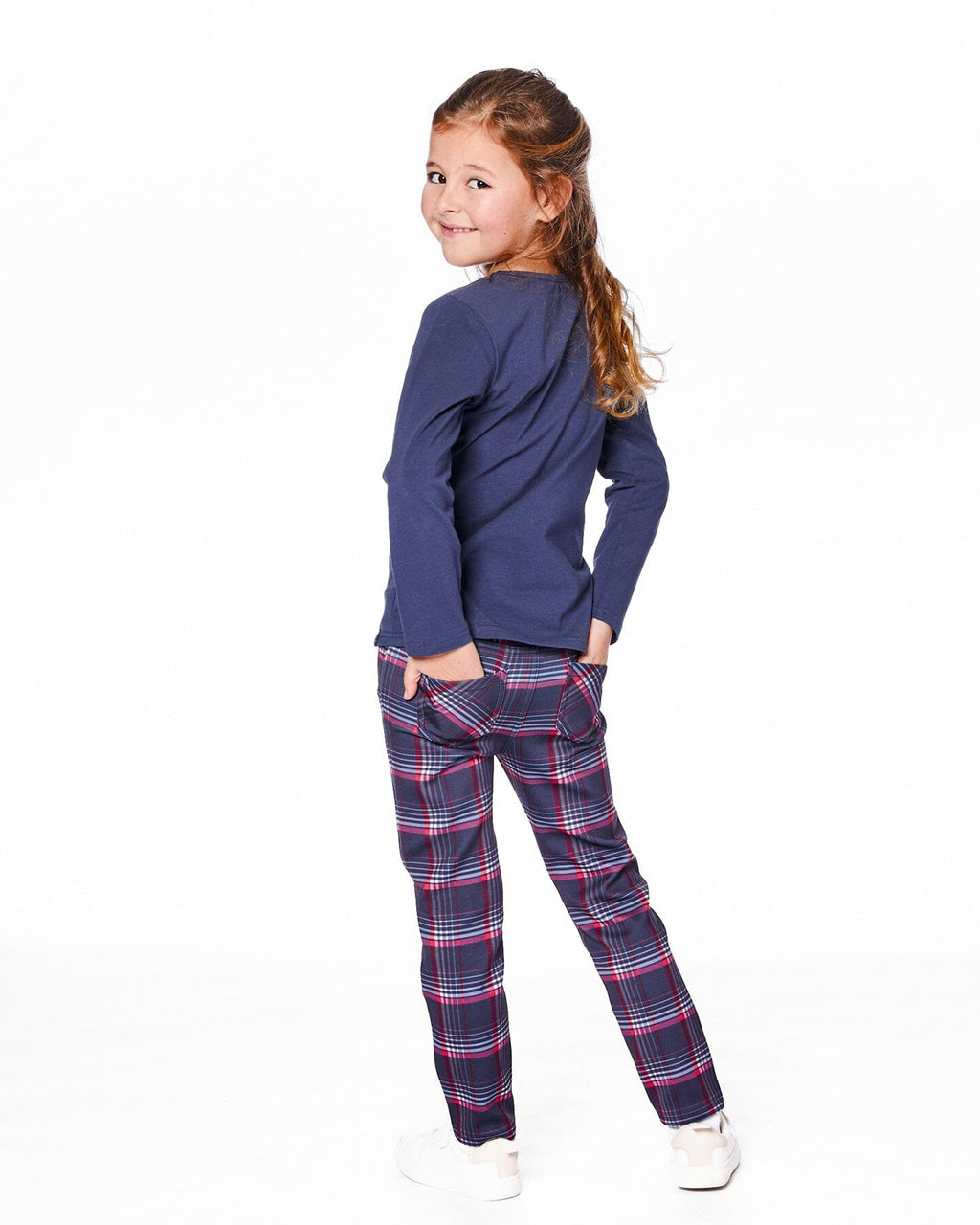 Milano Treggings Red And Navy Plaid