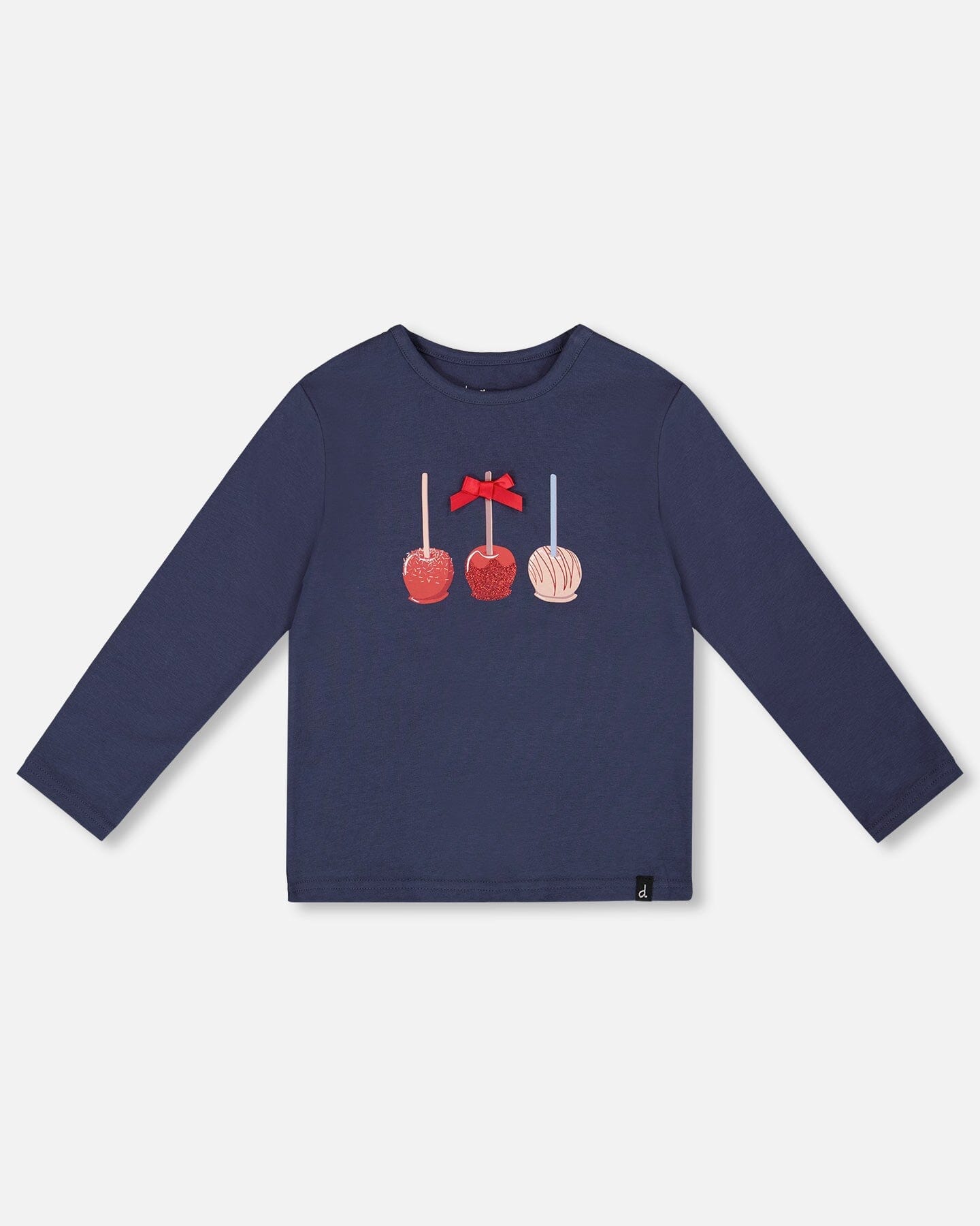 Organic Cotton T-Shirt Navy Blue With Apple Treats
