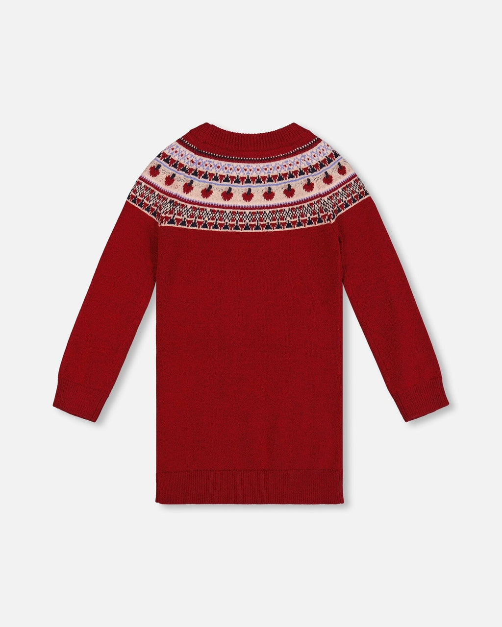 Knit Dress Red With Apple Jacquard Yoke