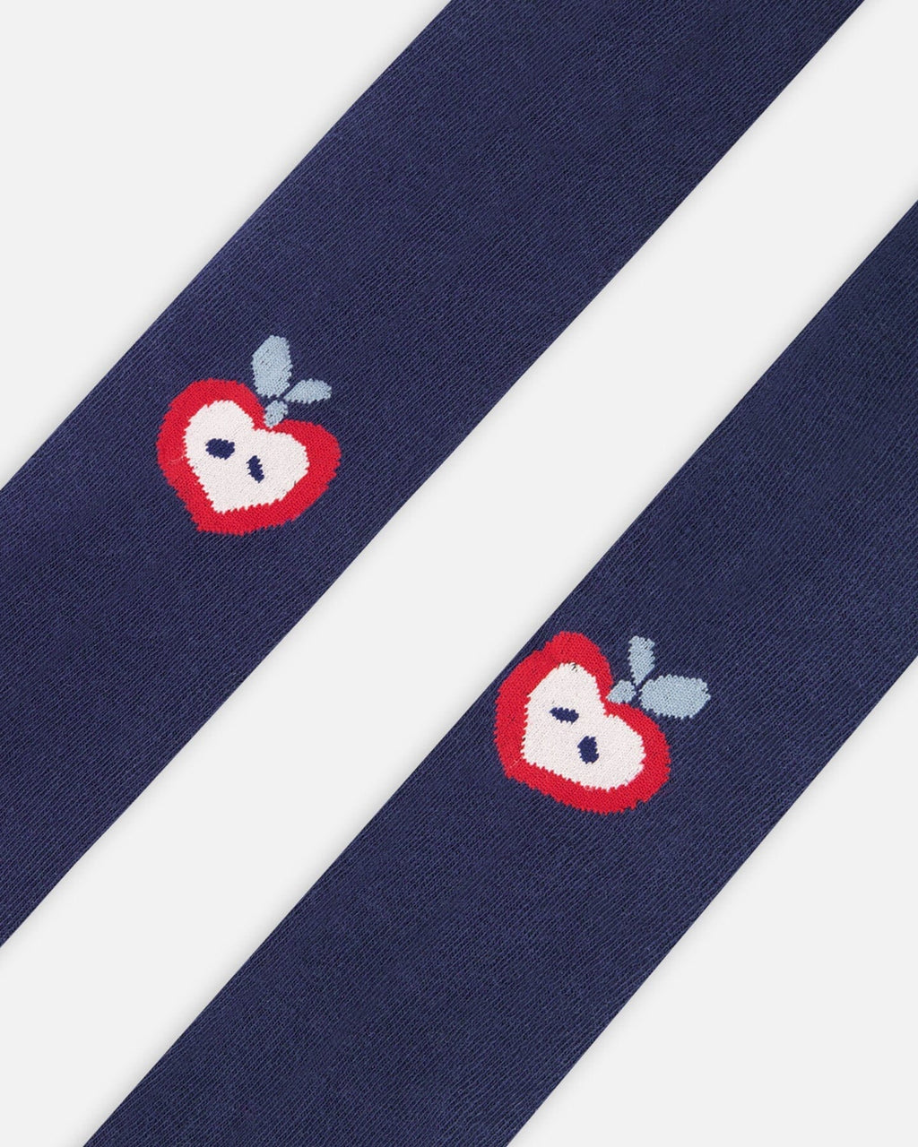 Knit Tights Navy Blue With Apples