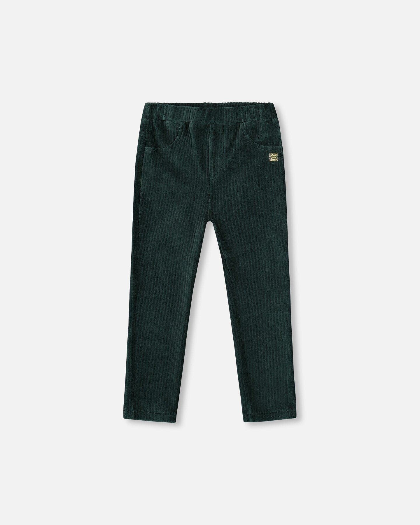 Stretch Velour Rib Treggings Dark Green