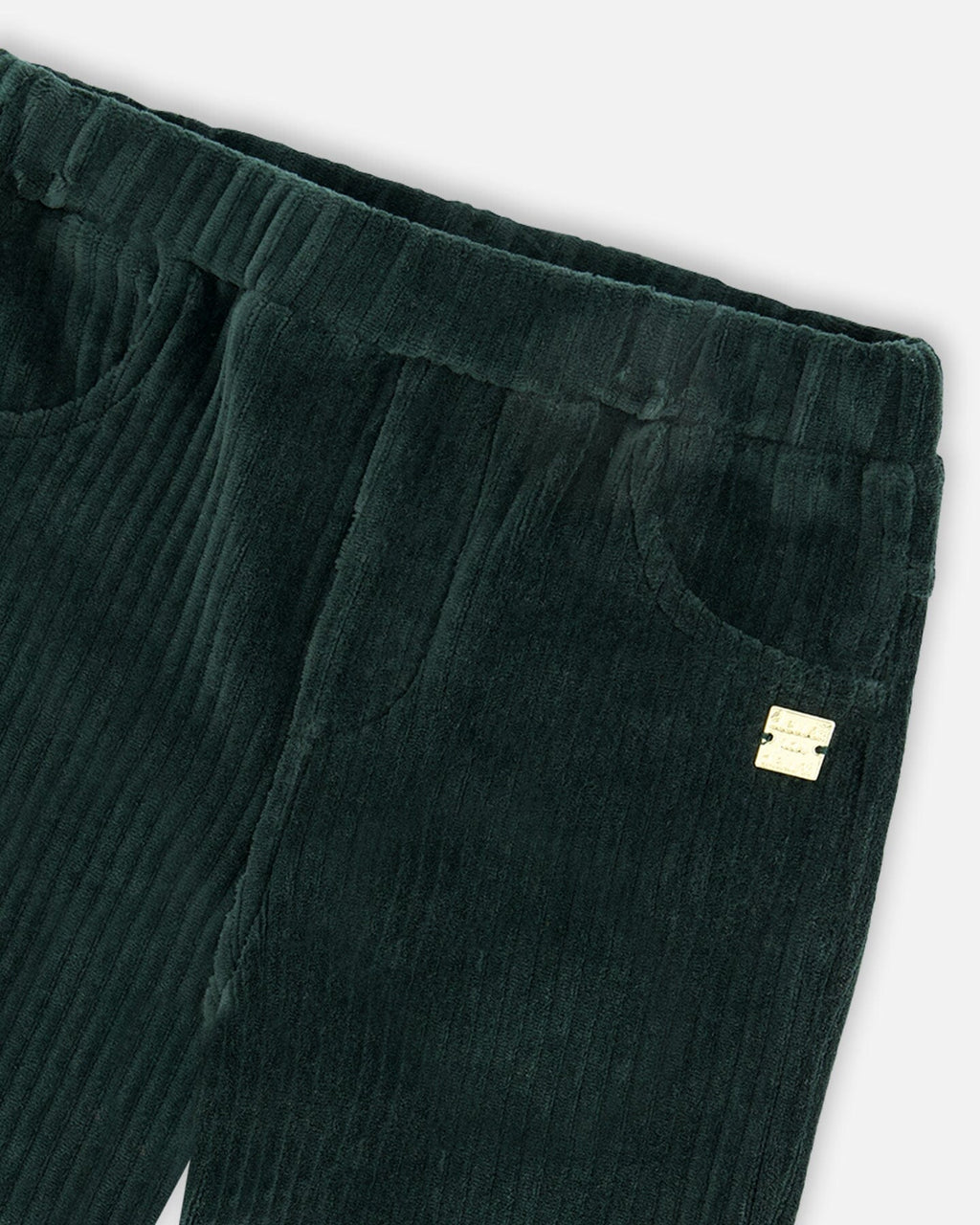 Stretch Velour Rib Treggings Dark Green
