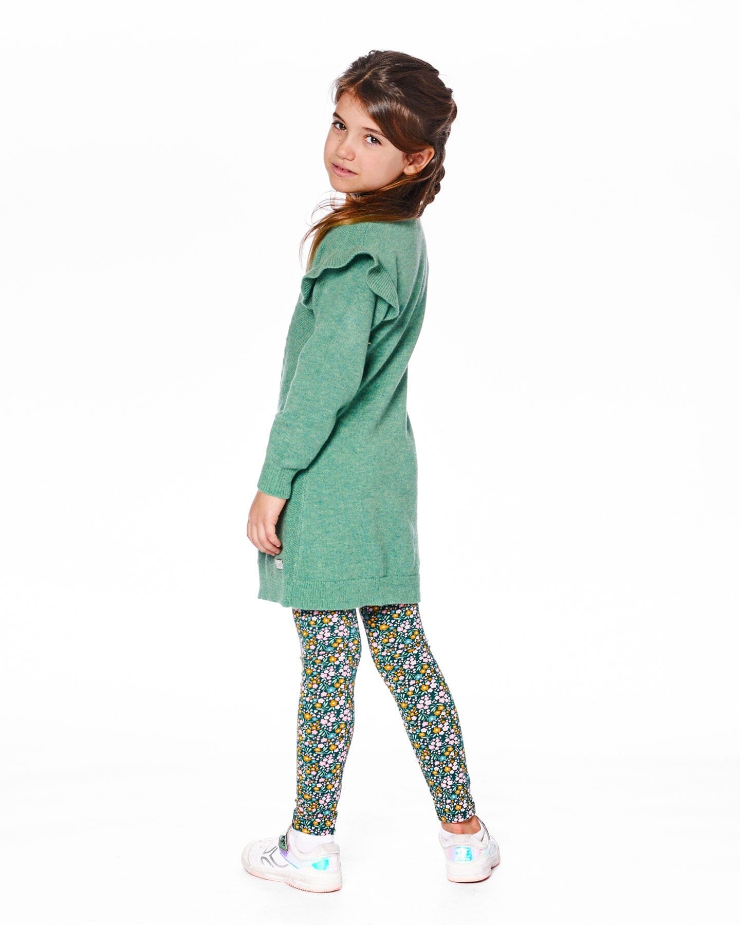 Leggings Green With Flower Print
