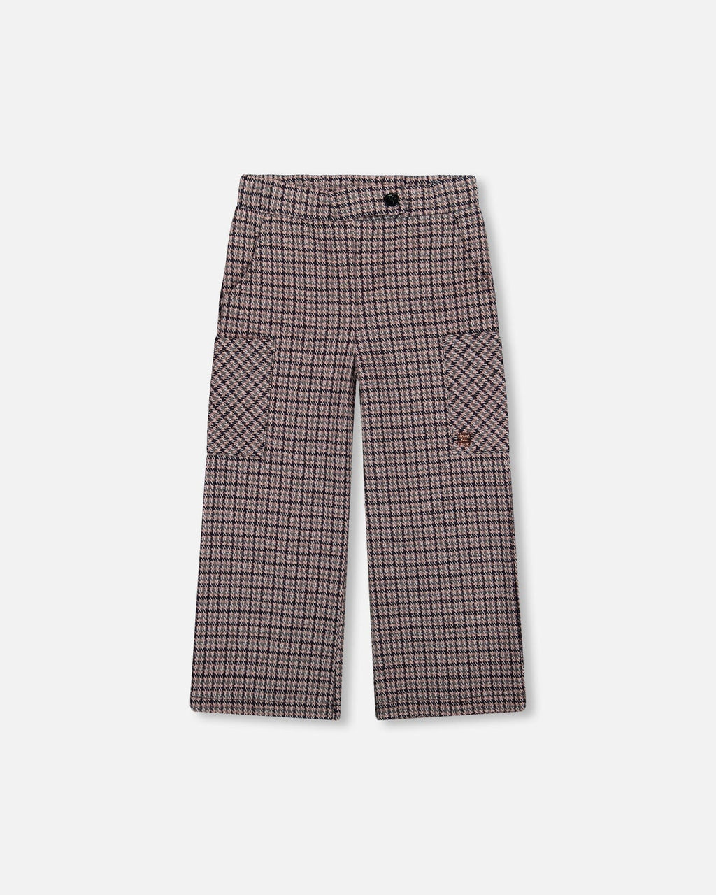 Jacquard Knit Flare Pants With Houndstooth Pattern