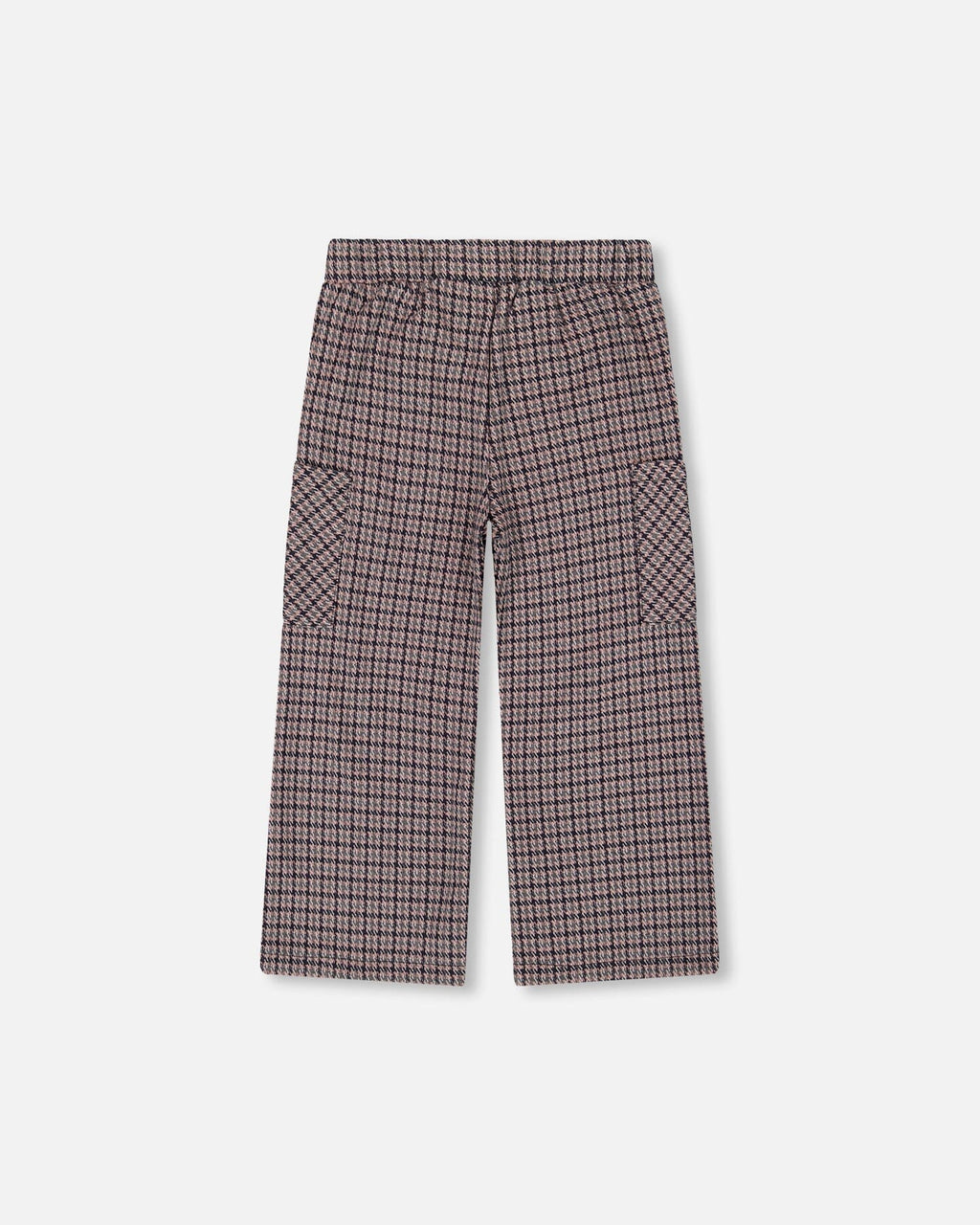 Jacquard Knit Flare Pants With Houndstooth Pattern