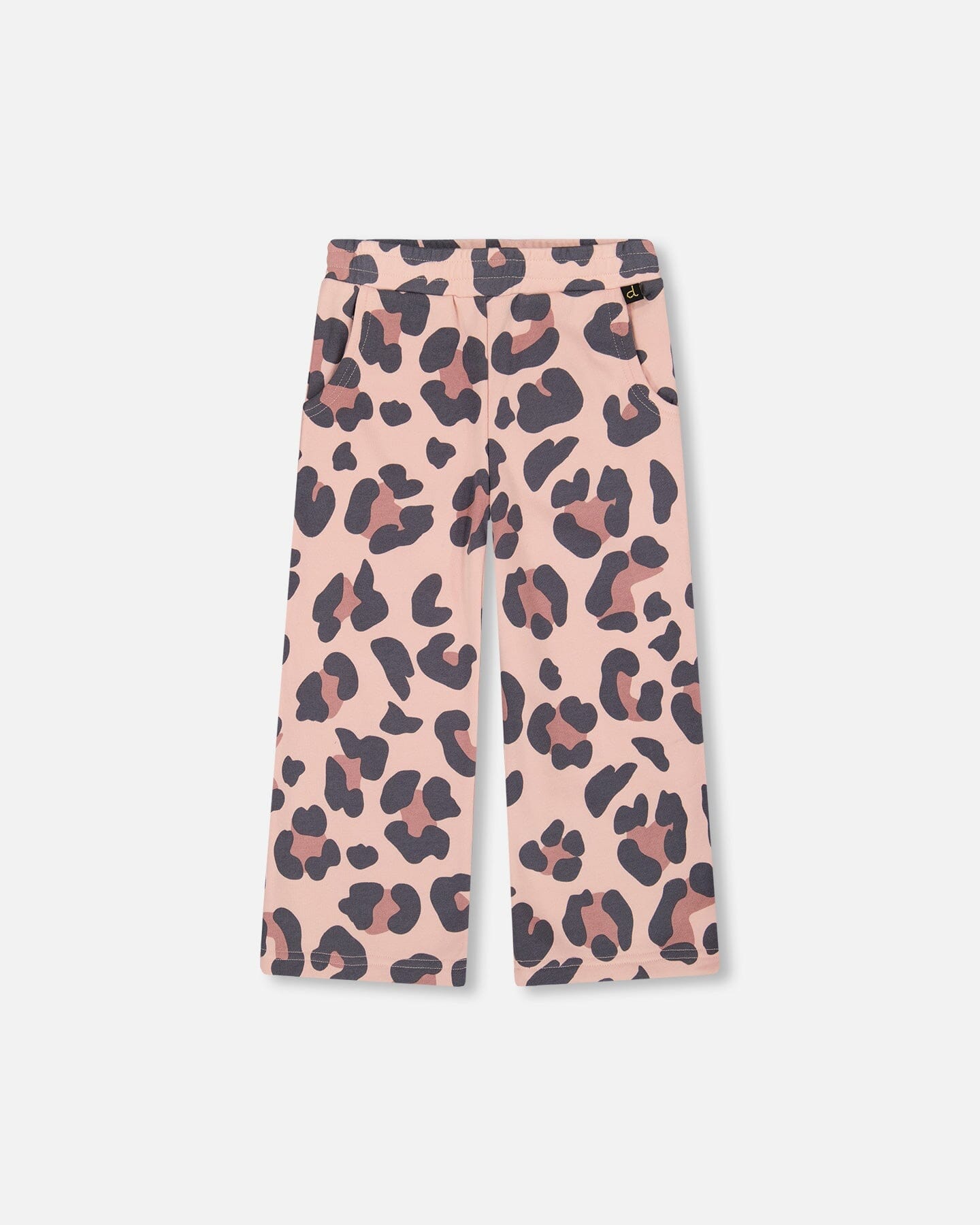 French Terry Wide Leg Sweatpants Pink Leopard