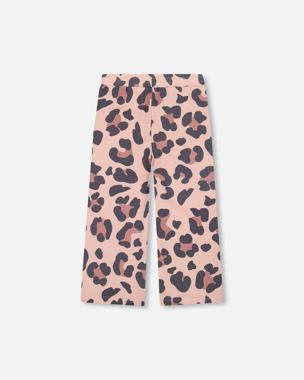 French Terry Wide Leg Sweatpants Pink Leopard
