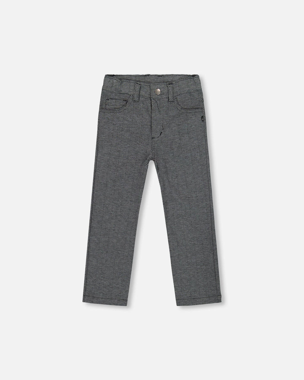 Stretch Jacquard Pants Grey Herringbone
