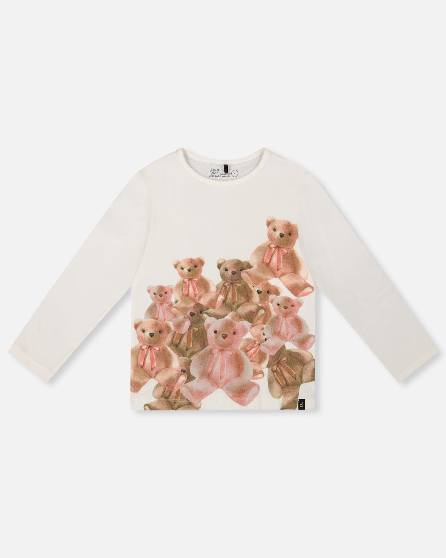 Organic Jersey T-Shirt Off-White With Teddy Bears