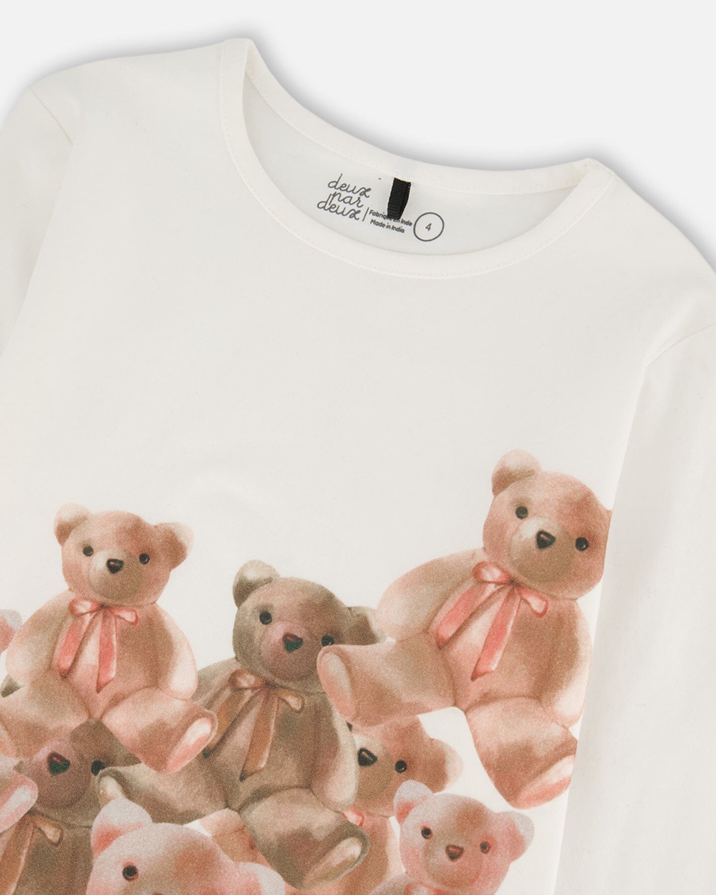 Organic Jersey T-Shirt Off-White With Teddy Bears