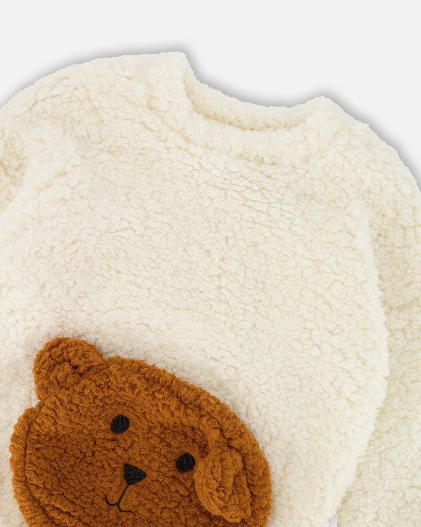 Plush Tunic Off-White With Bear Pocket