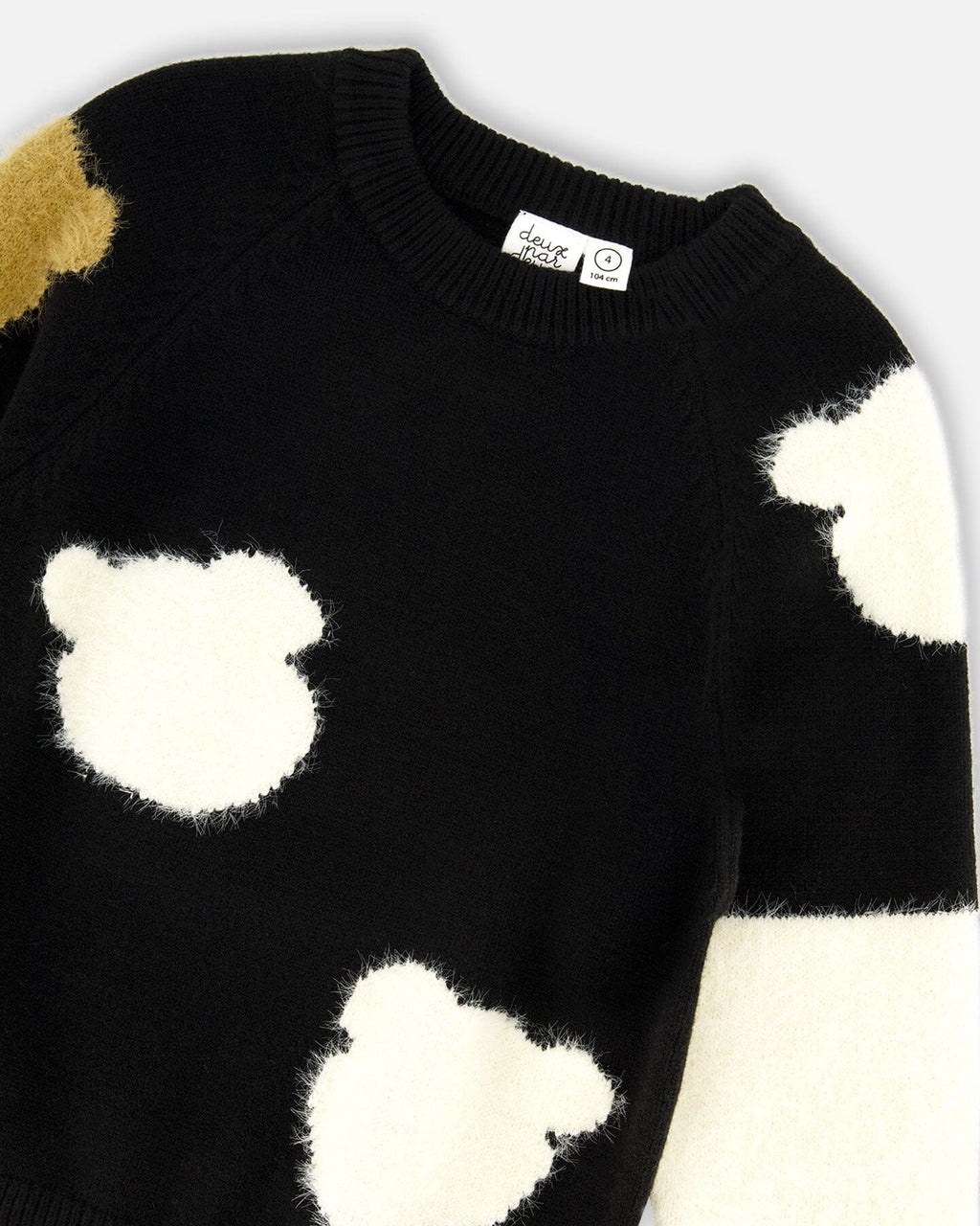 Knitted Sweater Black With Bear Intarsia