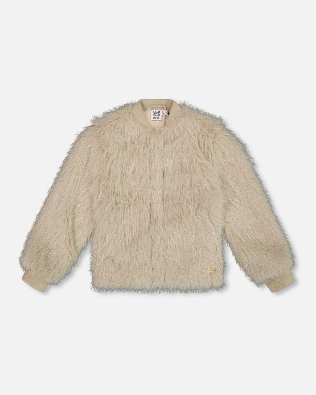 Short Faux Fur Coat Beige