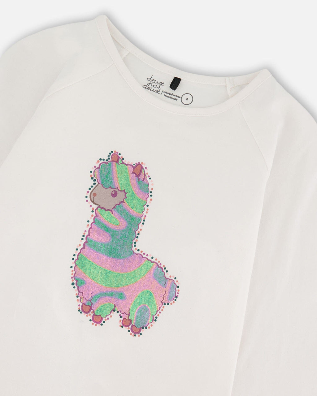 Organic Cotton T-Shirt Off White With Llama
