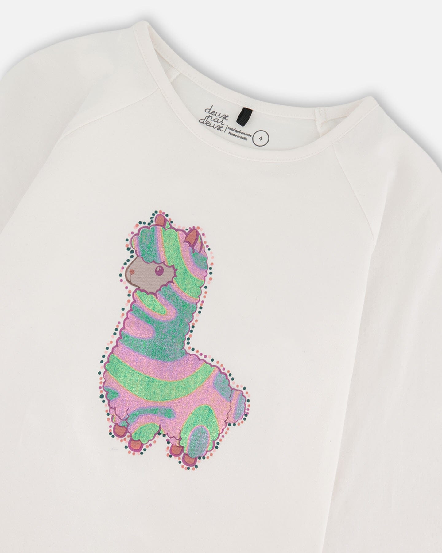 Organic Cotton T-Shirt Off White With Llama