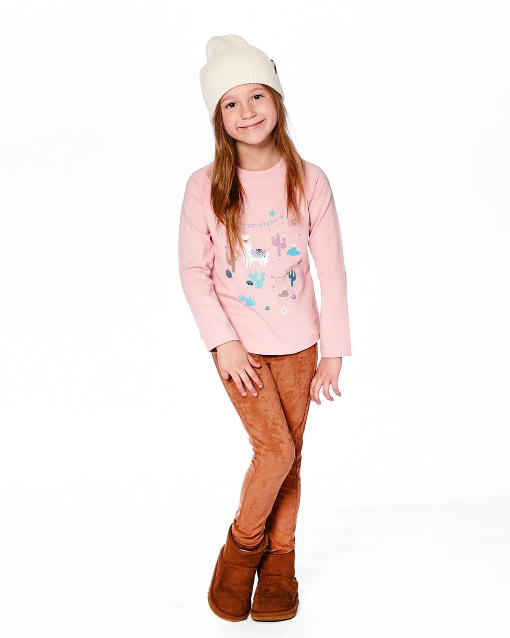 Organic Cotton T-Shirt Dusty Pink With Llama