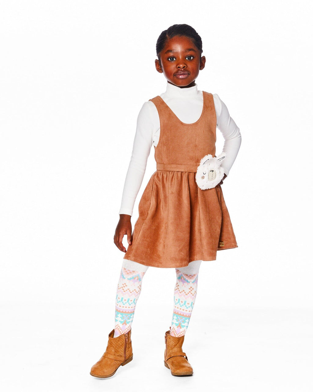 Knit Tights White Pink And Turquoise With Norwegian Jacquard