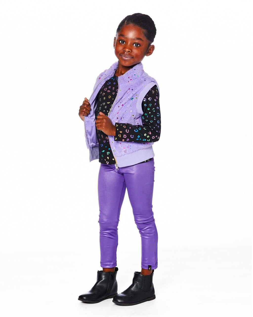 Faux Fur Zipped Vest Lavender