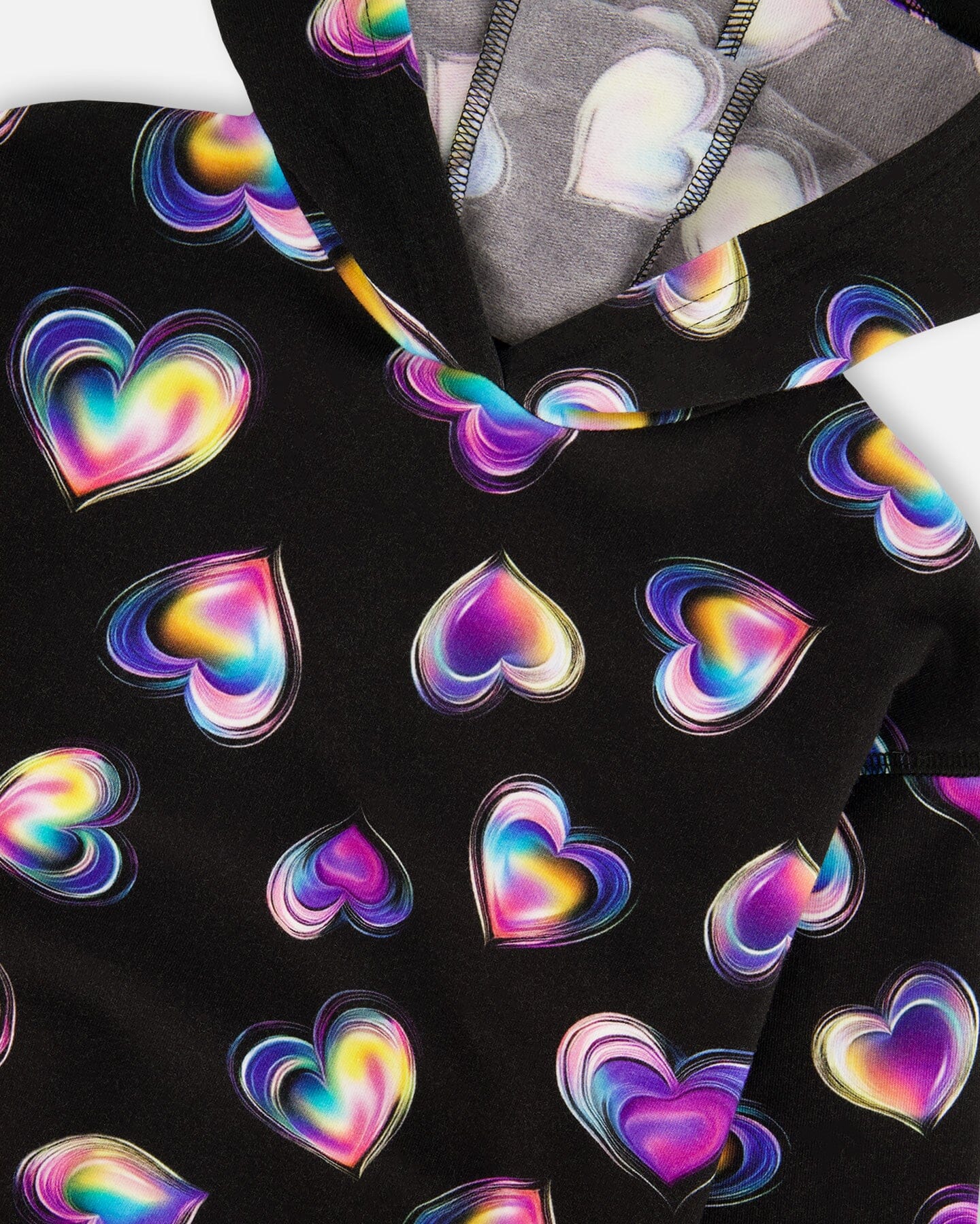 Fleece Hoodie Black And Multicolor