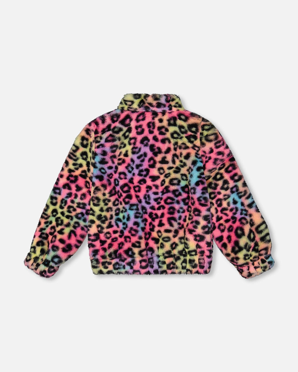 Faux Fur Zipped Jacket Multicolor Leopard
