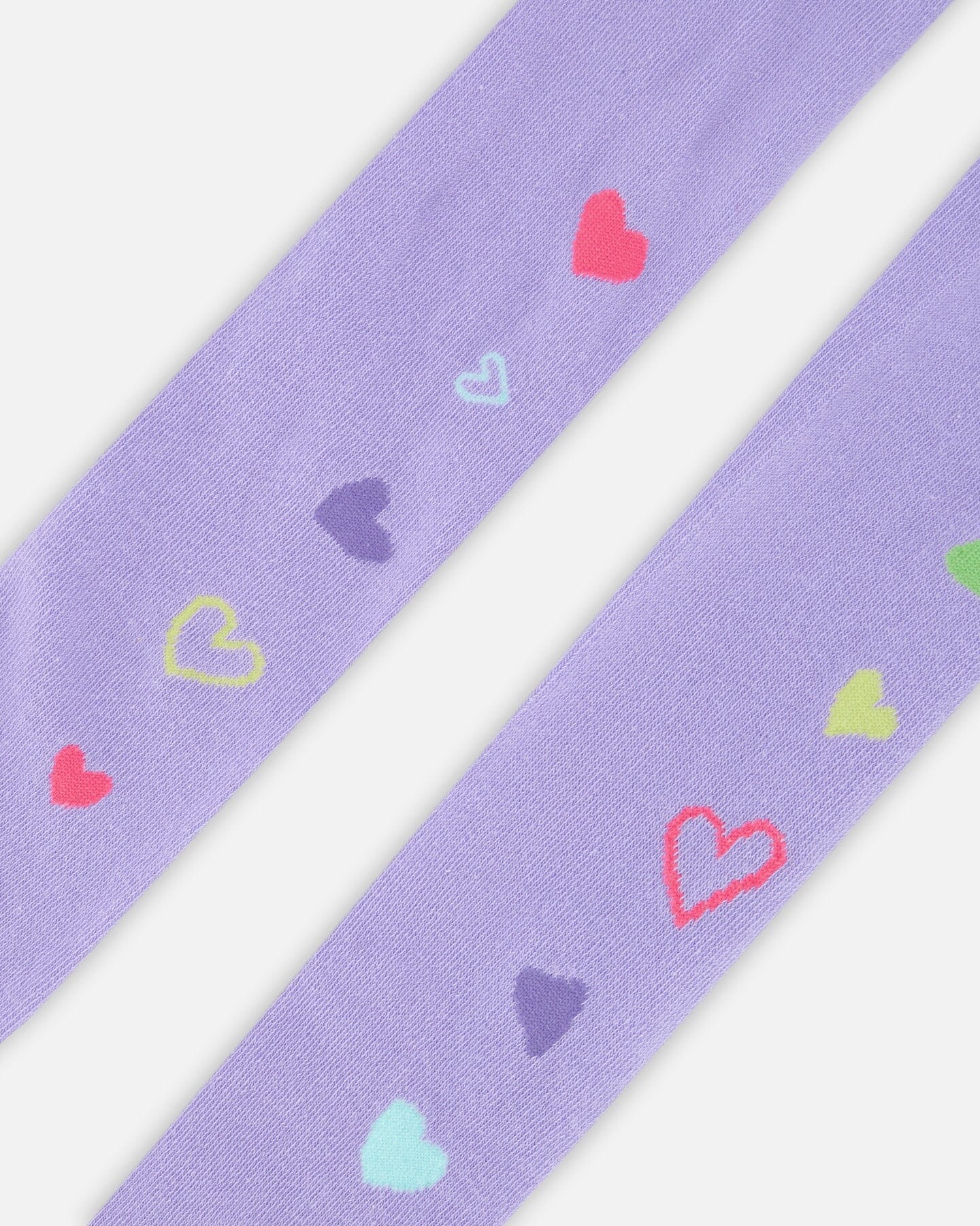 Knit Tights Lavender With Hearts