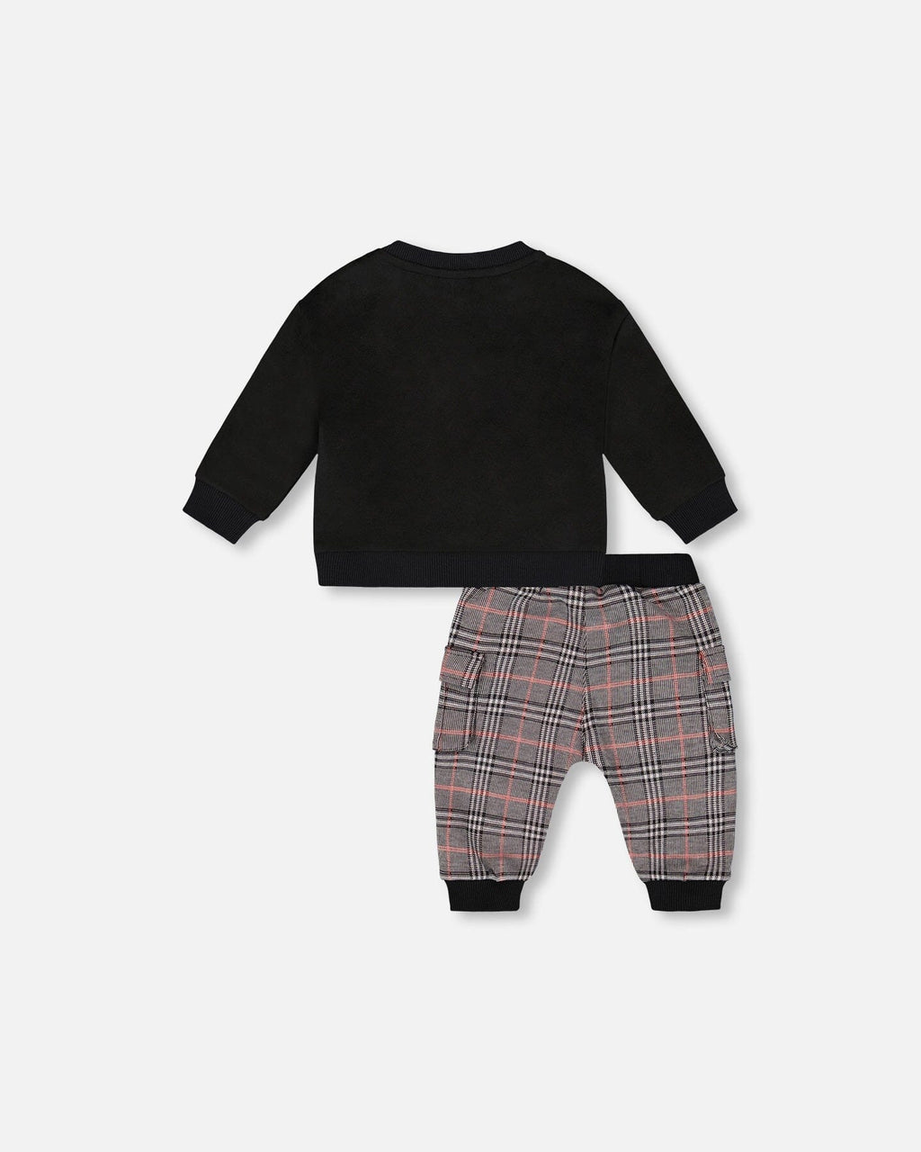 Sweater And Cargo Pants Set Black With Moose Applique